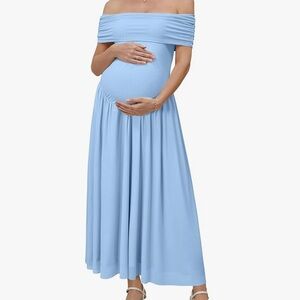Amazon Women's Off-Shoulder Light Blue Maxi Dress
